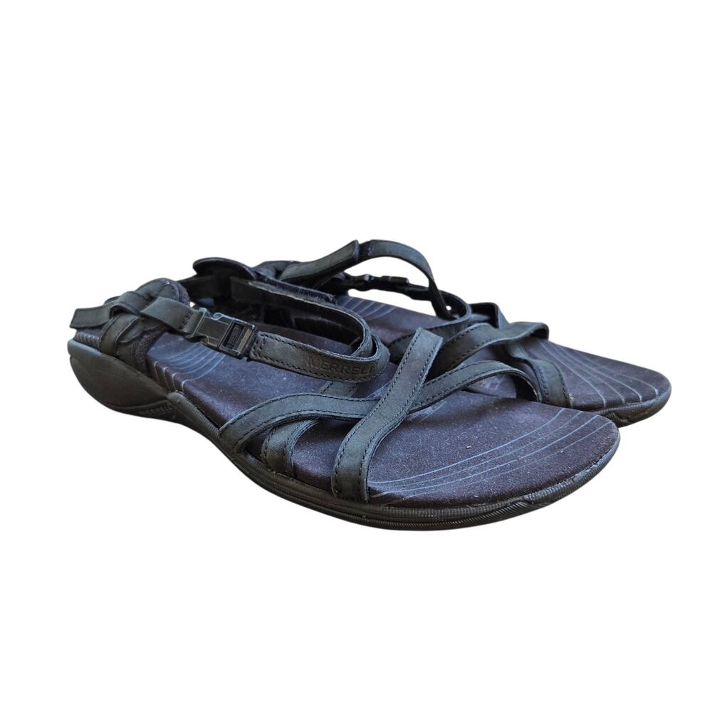 Merrell Terran Lattice Sandals Womens Size 8 Black Strappy Hiking J36774